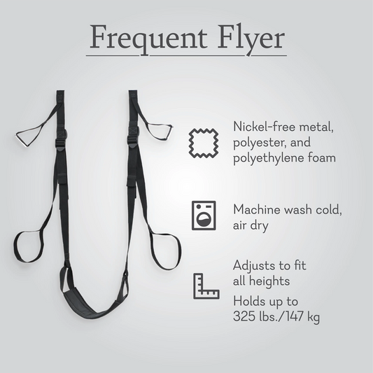 Frequent Flyer. Nickel-free metal, polyester, and polyethylene foam. Machine wash cold, air dry. Adjust to fit all heights.