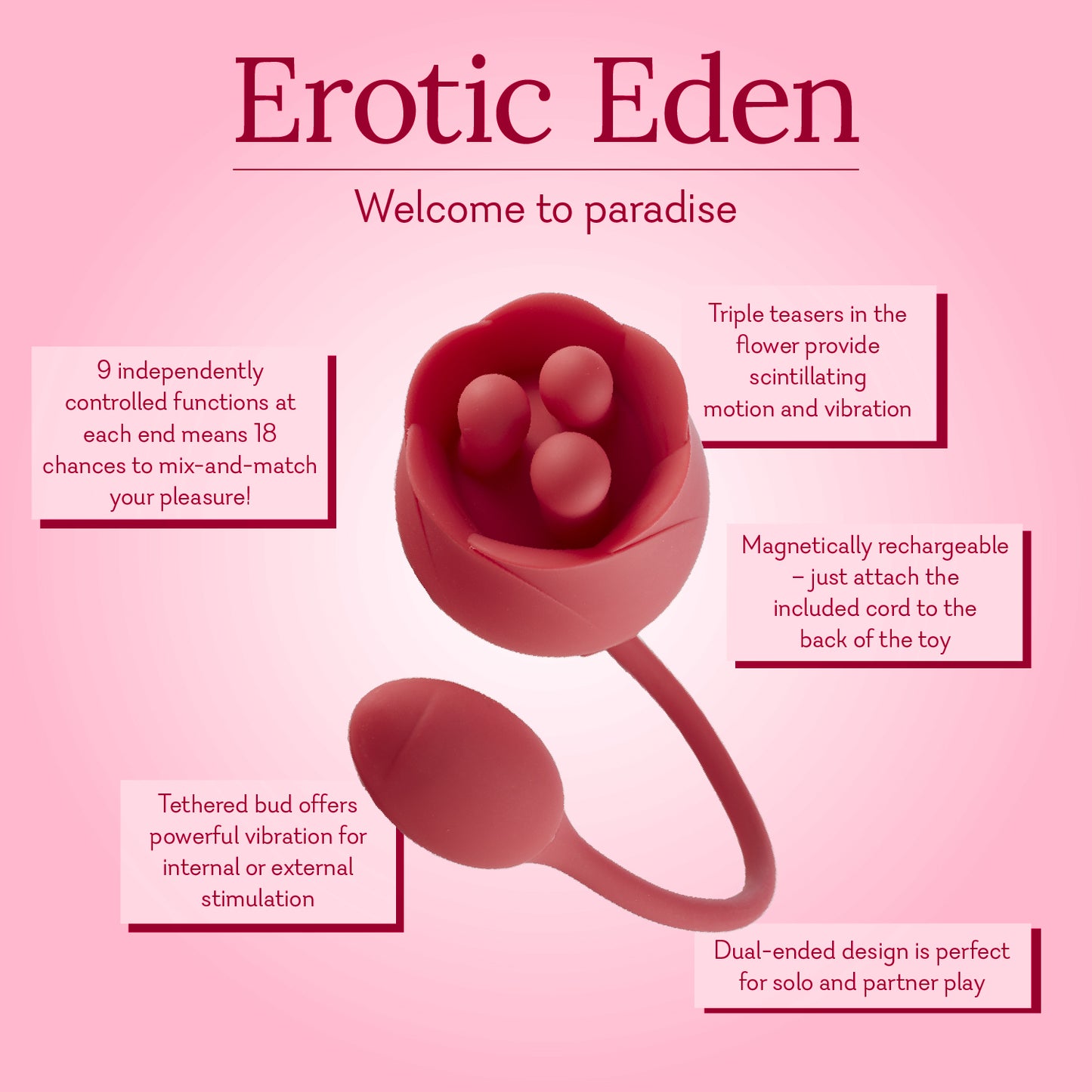 Erotic Eden Rose Vibrator Infographic Pure Romance
