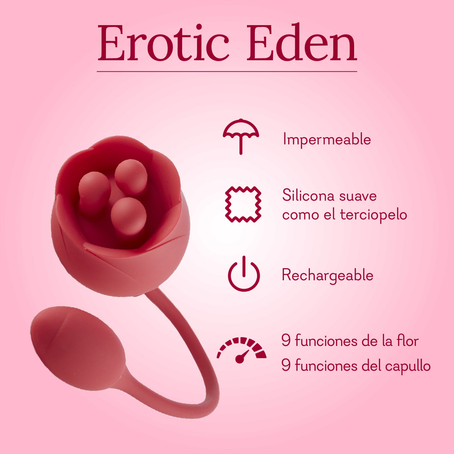 Erotic Eden Rose Vibrator Infographic Spanish 2 Pure Romance
