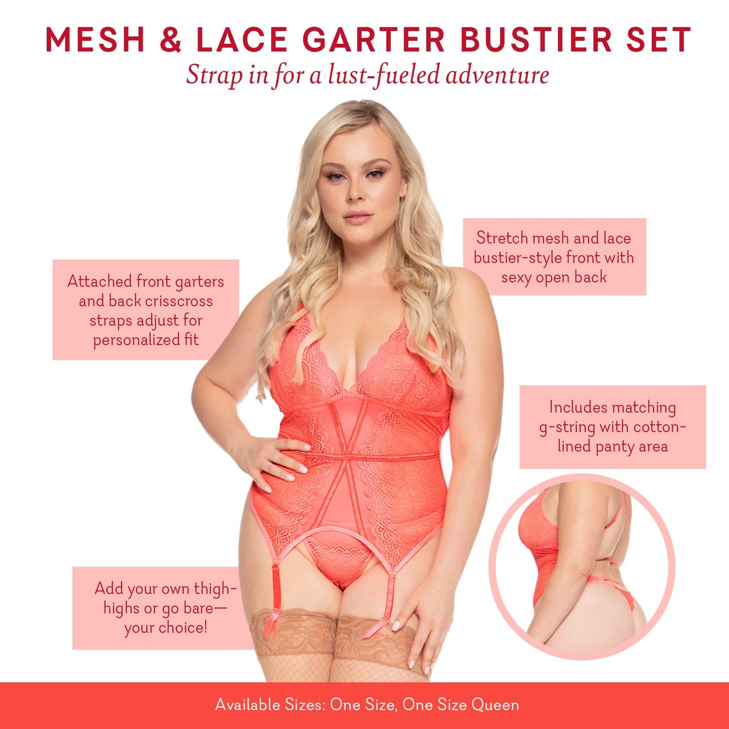Lace Low Plunge Bustier with Garters