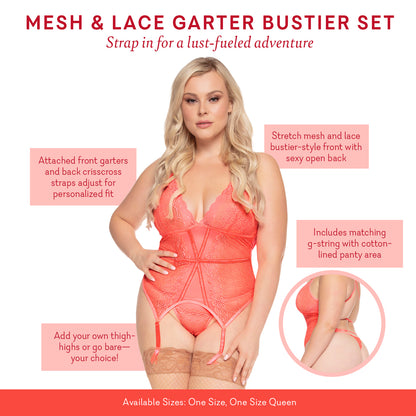 Mesh & Lace Garter Bustier Set – Pure Romance