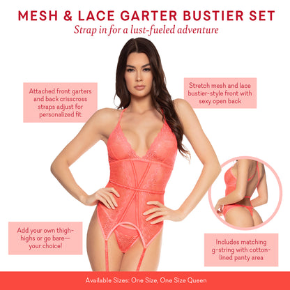 Mesh & Lace Garter Bustier Set
