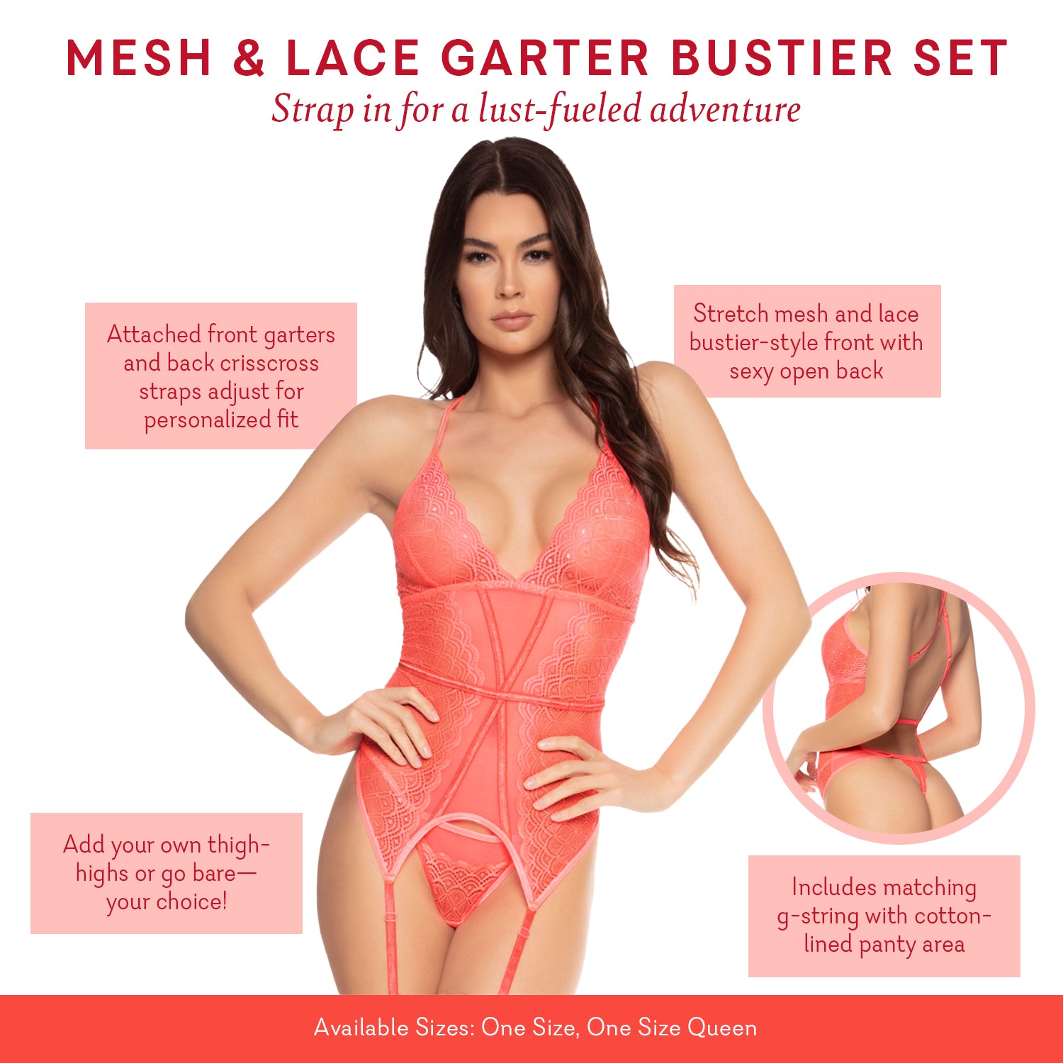 Lace & Strapping Body & Garter Set