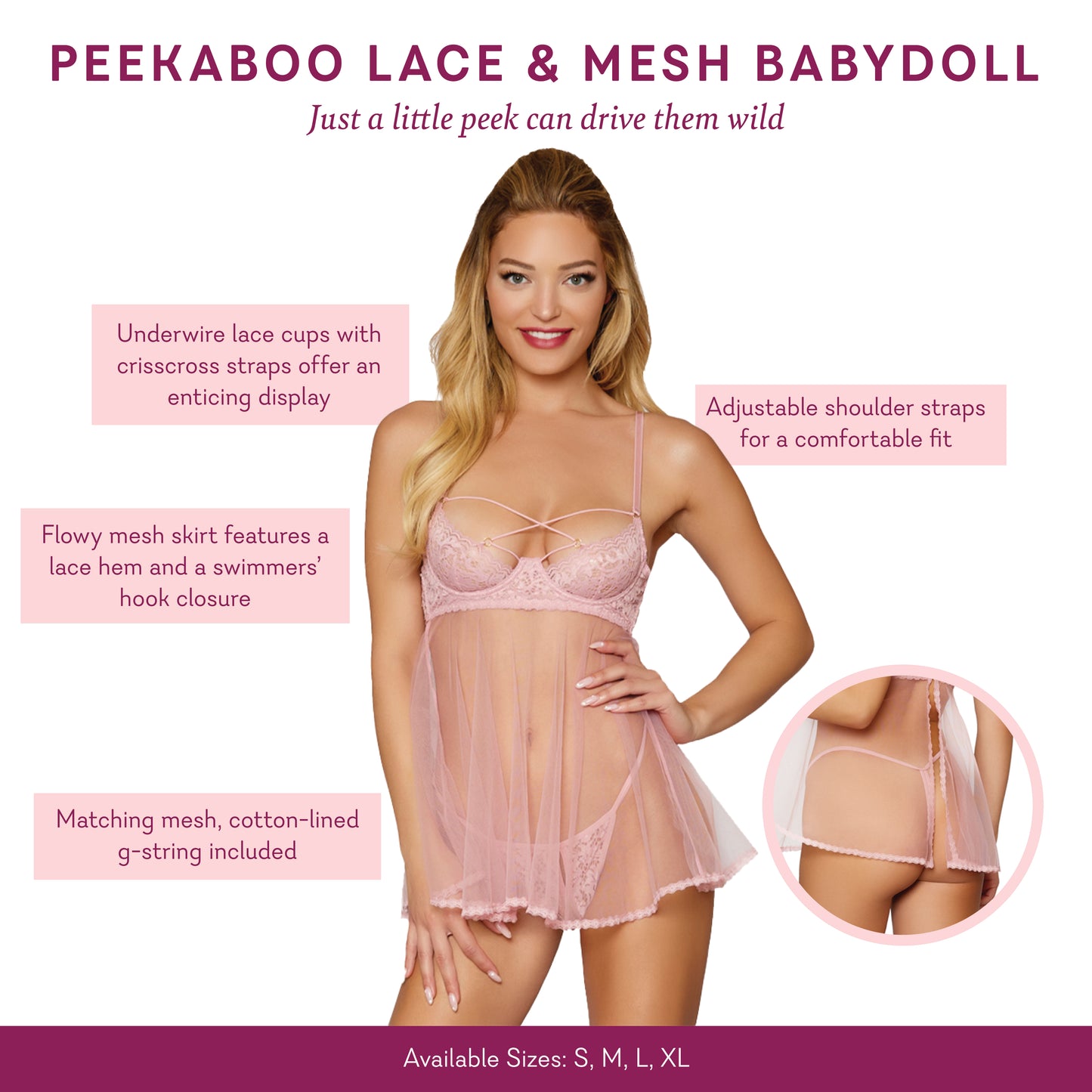 Peekaboo Lace & Mesh Babydoll Set – Pure Romance