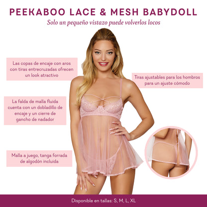 Peekaboo Lace & Mesh Babydoll Set