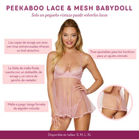 Peekaboo Lace & Mesh Babydoll Set