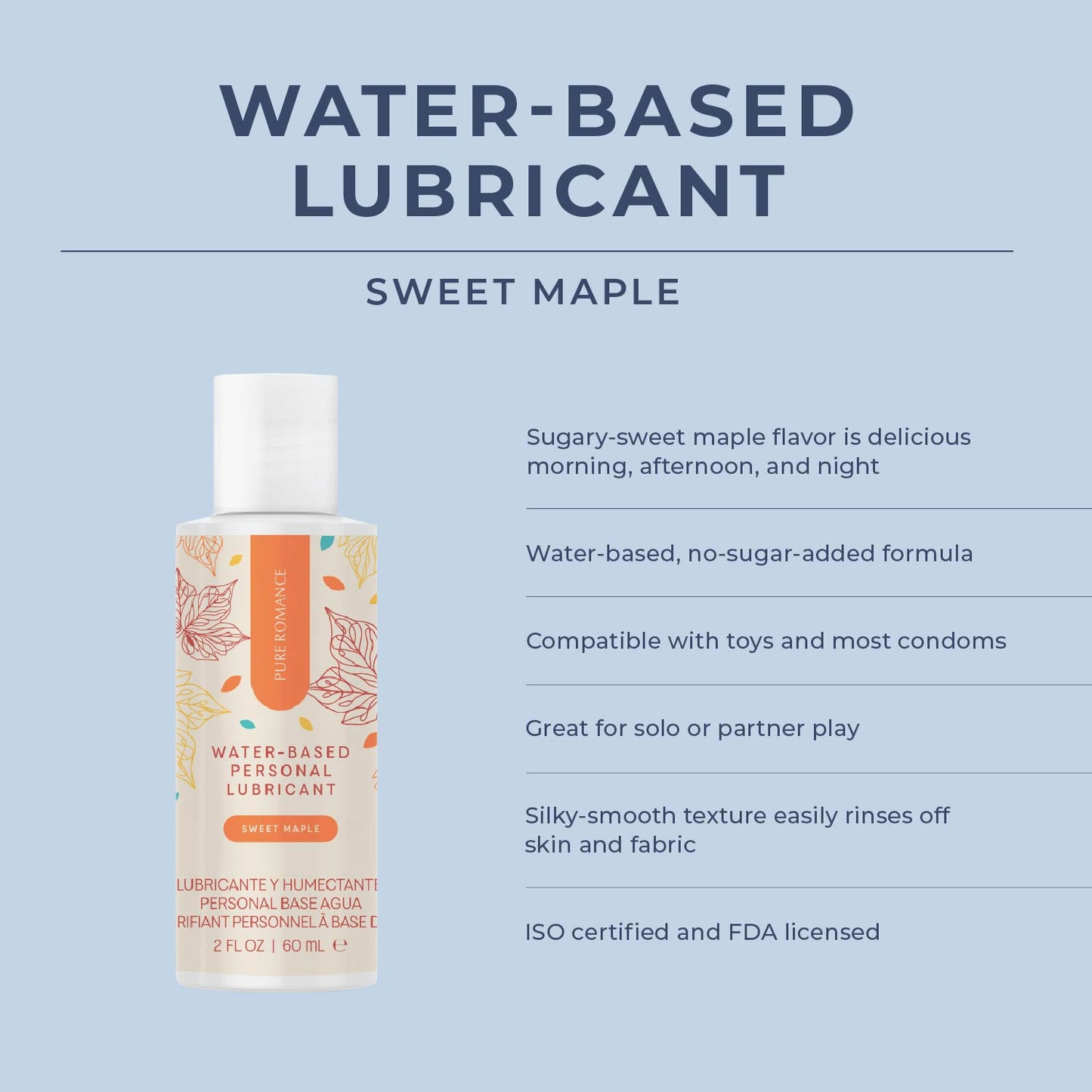 Water-Based Personal Lubricant - Sweet Maple infographic Pure Romance