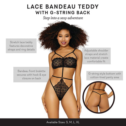 Lace Bandeau Teddy with G-String Back