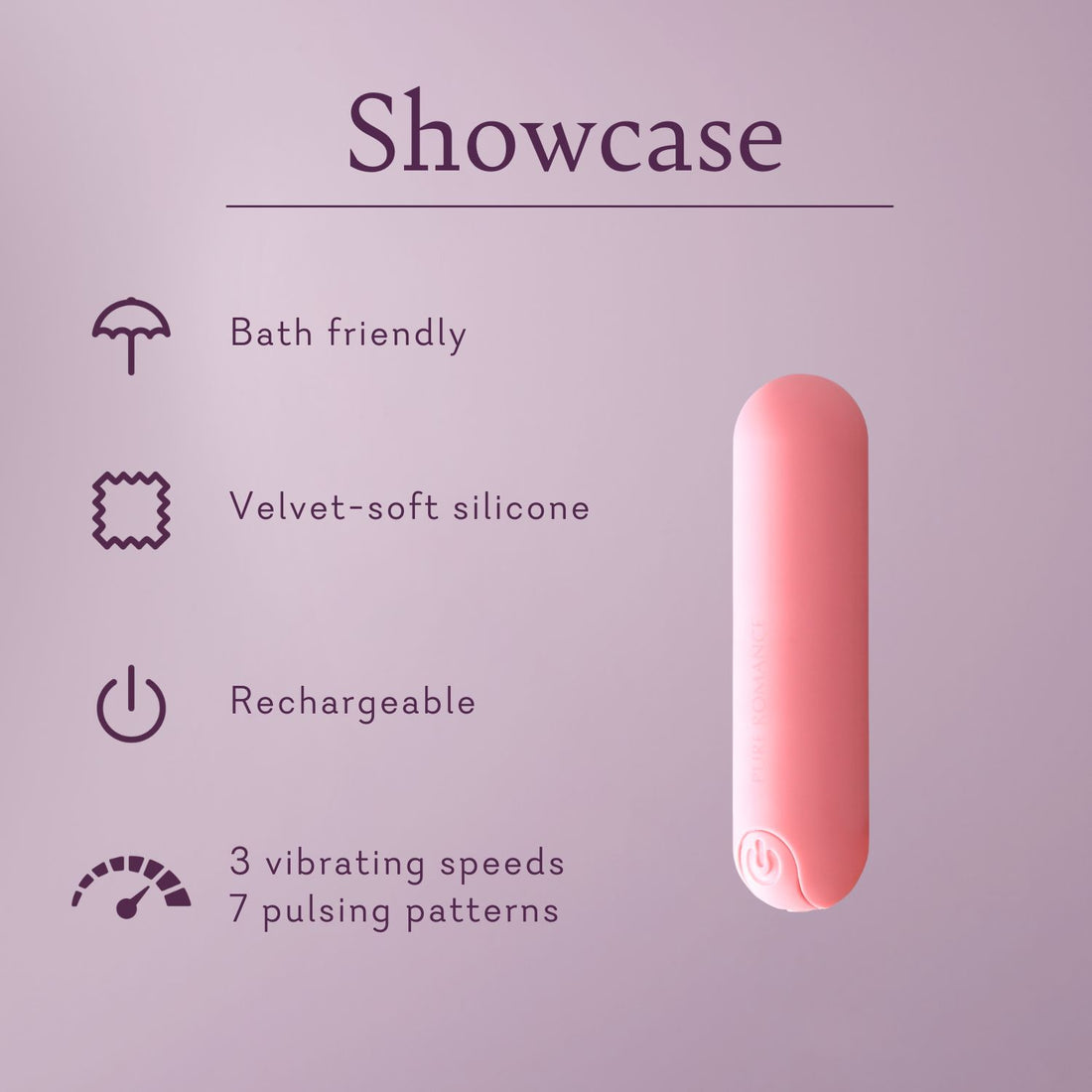 Pure Love Mini Bullet Vibrator, Rechargeable, Travel Size, Adult Sex Toy,  Pink Color